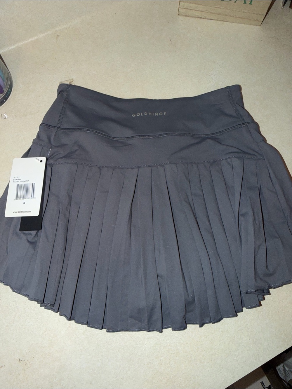 Goldhinge small skirt PLEATED TENNIS SKIRT $58 retail gold hinge dark gray